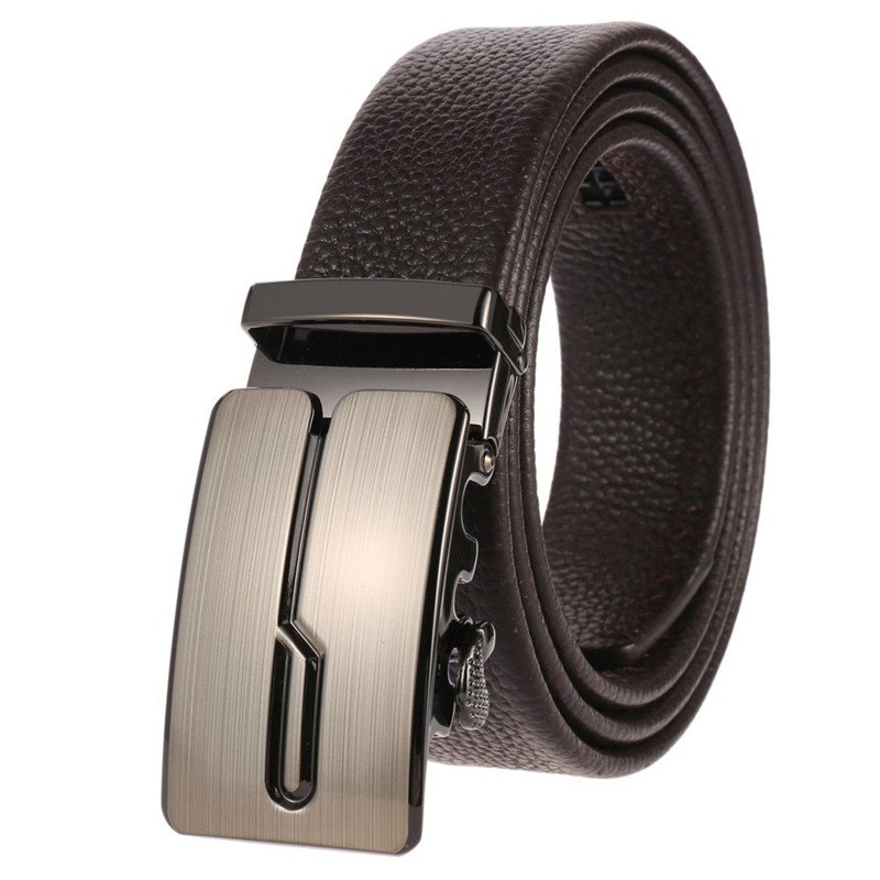 Full Grain Cow Leather Belts For Men Men's Automatic Buckle Genuine Leather Belt Ratchet YiWu LQbelt Factory