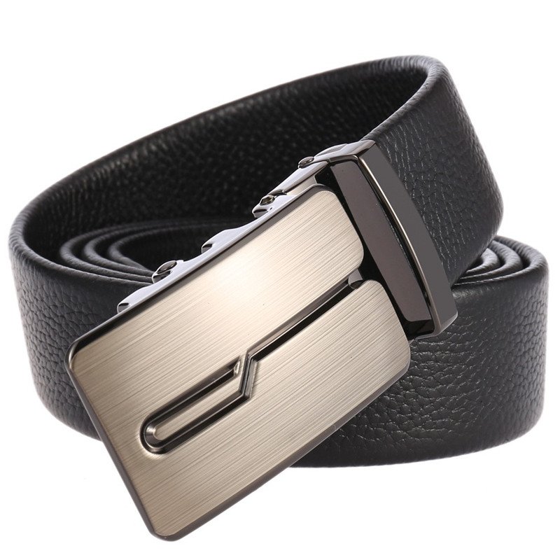 Full Grain Cow Leather Belts For Men Men's Automatic Buckle Genuine Leather Belt Ratchet YiWu LQbelt Factory