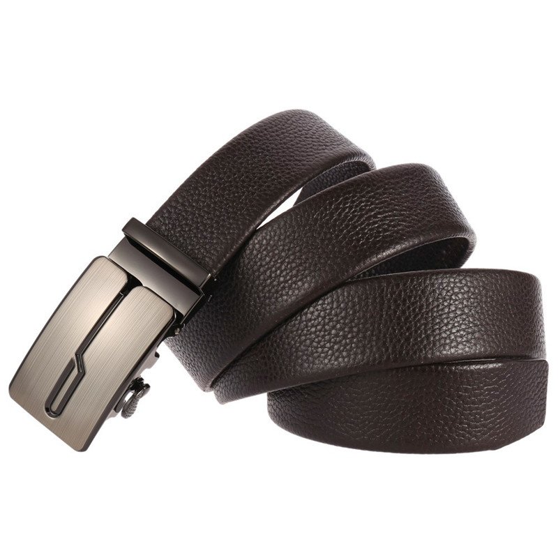 Full Grain Cow Leather Belts For Men Men's Automatic Buckle Genuine Leather Belt Ratchet YiWu LQbelt Factory