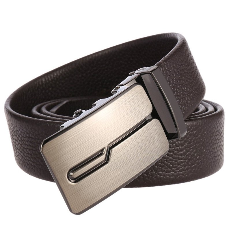 Full Grain Cow Leather Belts For Men Men's Automatic Buckle Genuine Leather Belt Ratchet YiWu LQbelt Factory