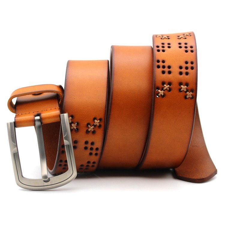 Cowhide Genuine Leather Belts For Man Classic Pin Buckle Belt