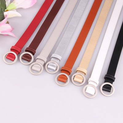 2021 New Lady's Non-hole Round Buckle Fashion Leisure Simple Multicolor Belt pu leather women belts fashion design
