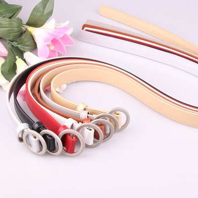 2021 New Lady's Non-hole Round Buckle Fashion Leisure Simple Multicolor Belt pu leather women belts fashion design