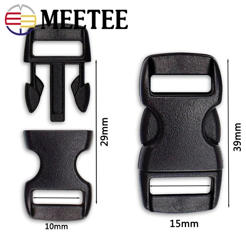 MeeTee F5-6 10/15mm Colorful Plastic Buckle Luggage Accessories for Pet Collar Safty Insert Buckles Backpack Side Release Buckle