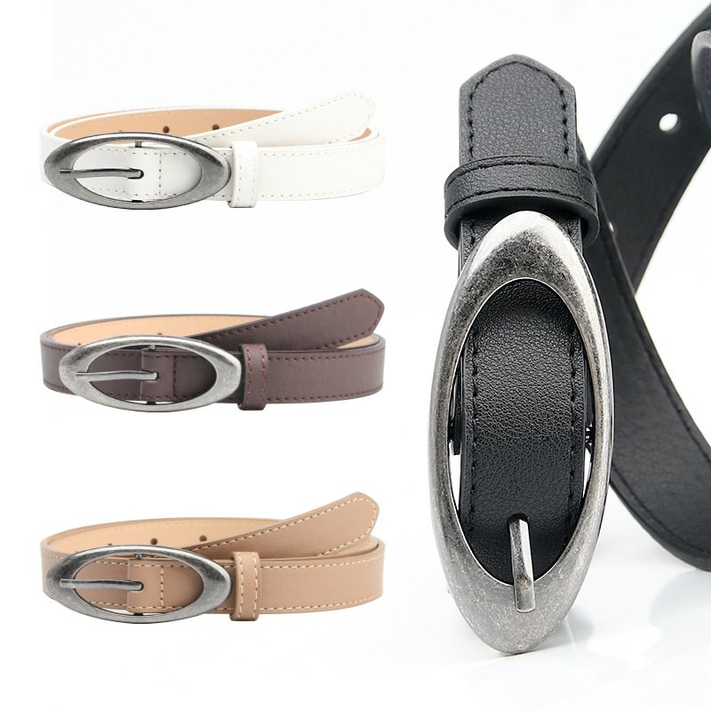 Hot sell Women Leather Waist Skinny Dress Solid Oval Pin Buckle For Jeans Pants Classic Designer Stylish Belt