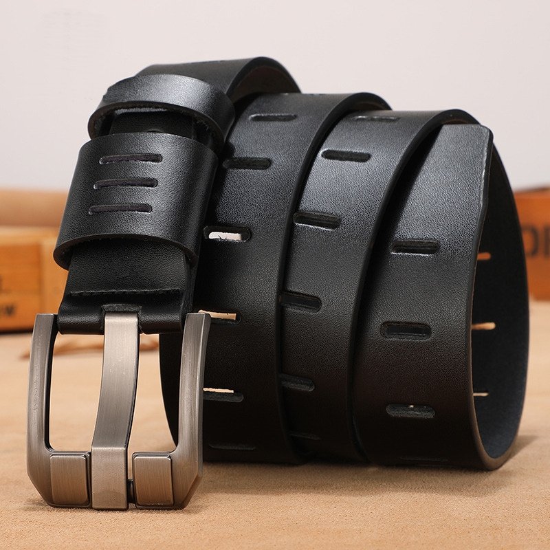 Best Quality Cowhide Genuine Leather Belt For Men Luxury Designer Male Belt Double Pin Buckle Jeans Strap