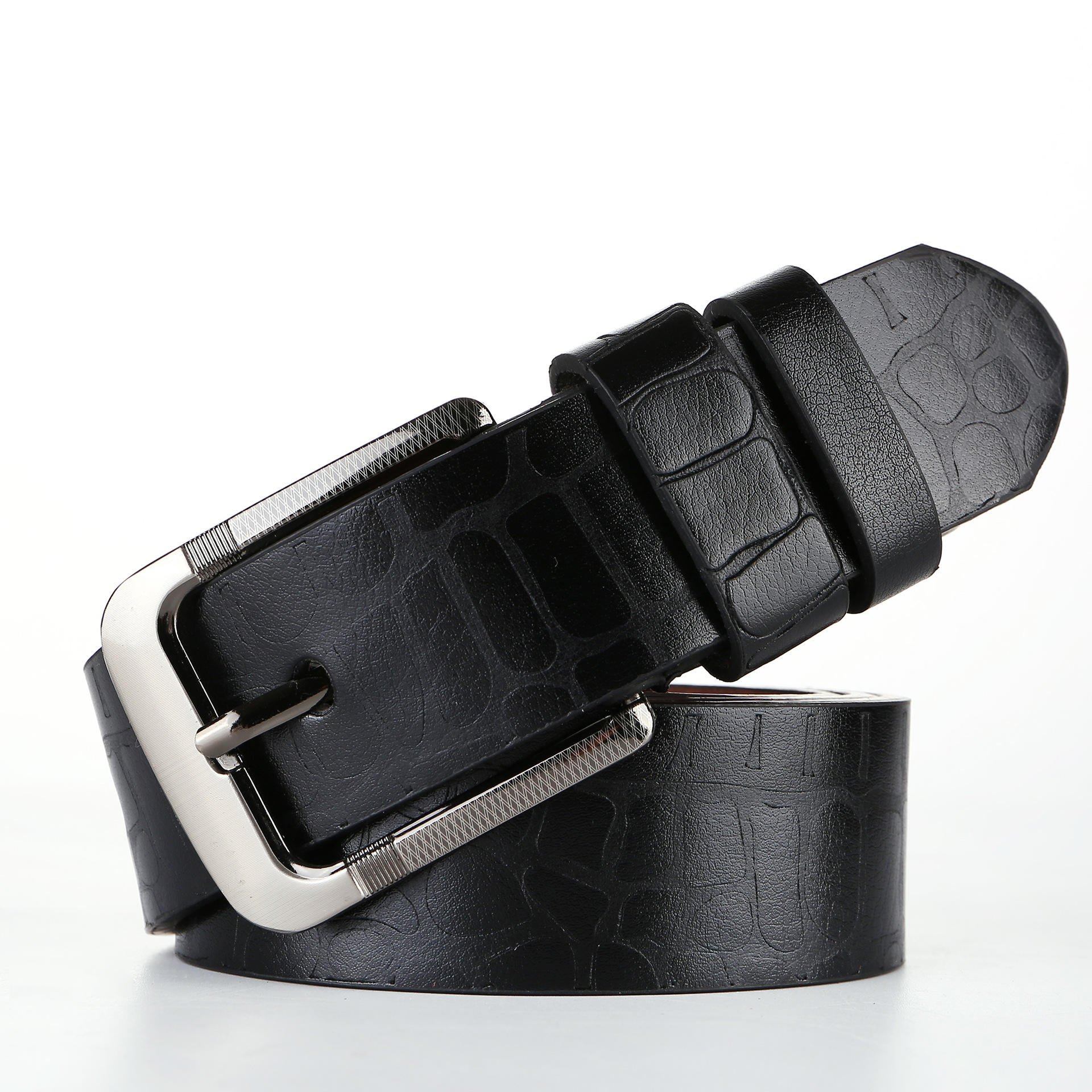 Wholesale Men's Hot New Design Cowhide Split Leather Belt Casual Business Style Hot Crocodile Texture Alloy Buckle PU Accessory
