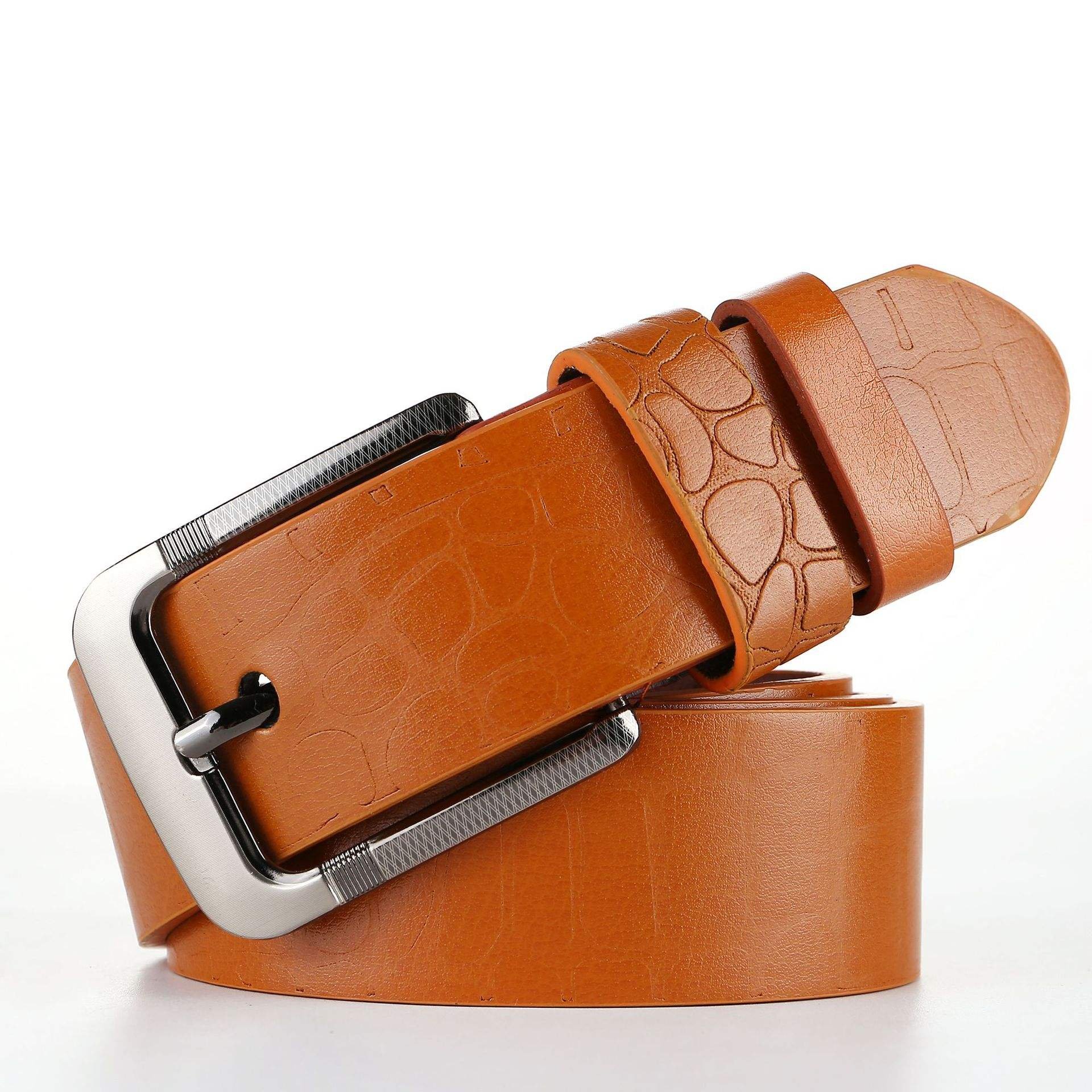 Wholesale Men's Hot New Design Cowhide Split Leather Belt Casual Business Style Hot Crocodile Texture Alloy Buckle PU Accessory