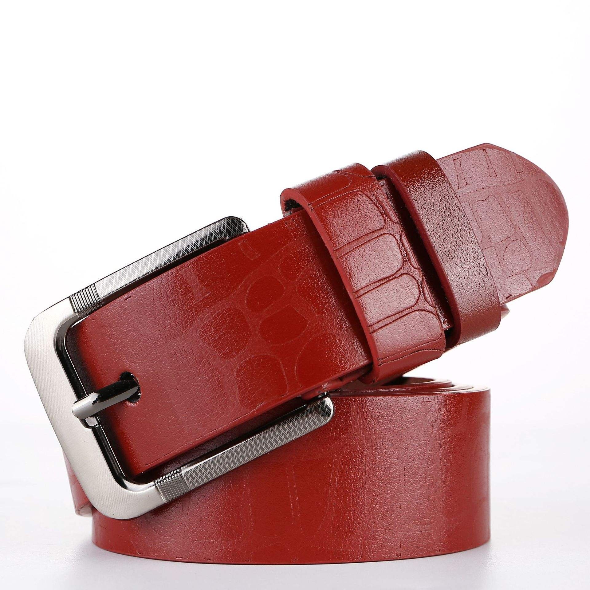 Wholesale Men's Hot New Design Cowhide Split Leather Belt Casual Business Style Hot Crocodile Texture Alloy Buckle PU Accessory