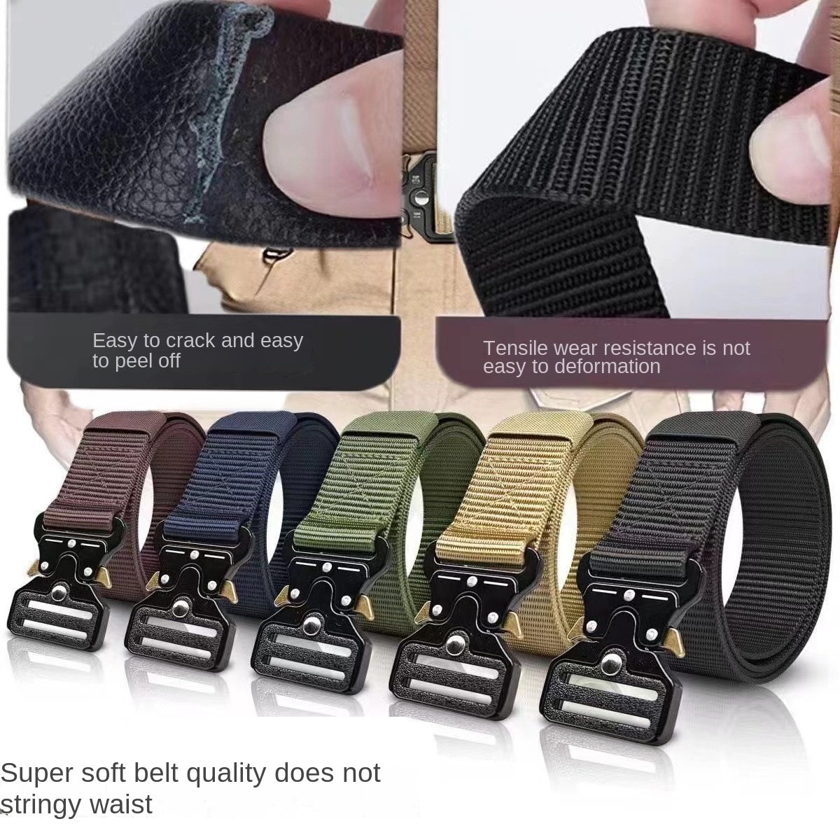 Manufacturer Hot Sale Men's 38mm Heavy Duty Waist Belt Quick Release Tactical Plastic Buckle