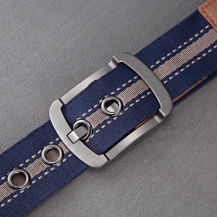 Ribbon PU Fashion Alloy Buckle Cowboy Belt Canvas Elastic Stretch Stylish Belt For Men