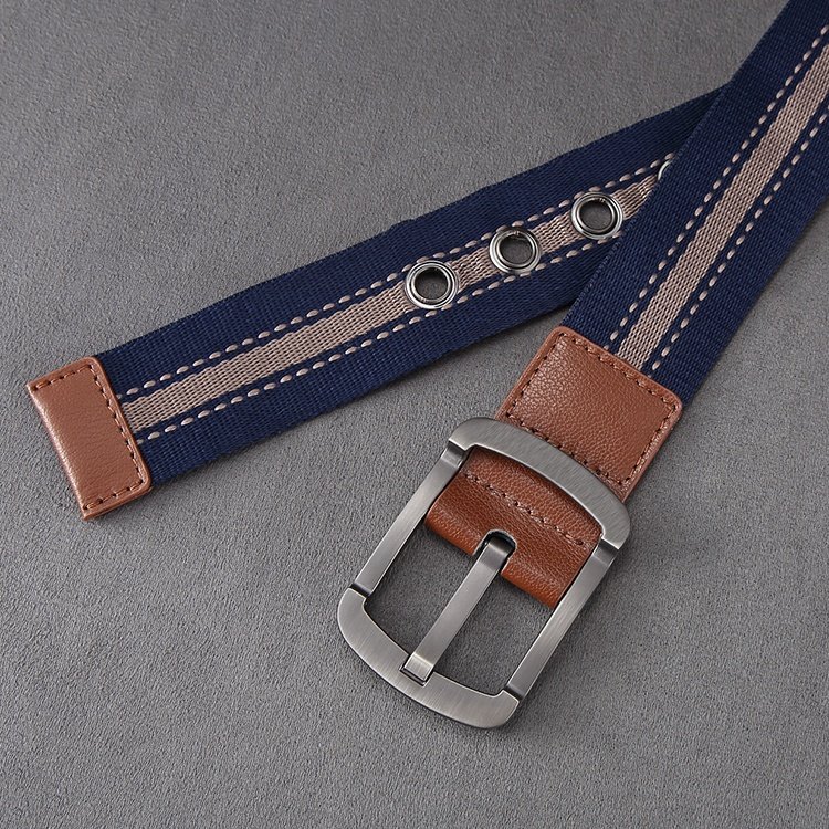 Ribbon PU Fashion Alloy Buckle Cowboy Belt Canvas Elastic Stretch Stylish Belt For Men
