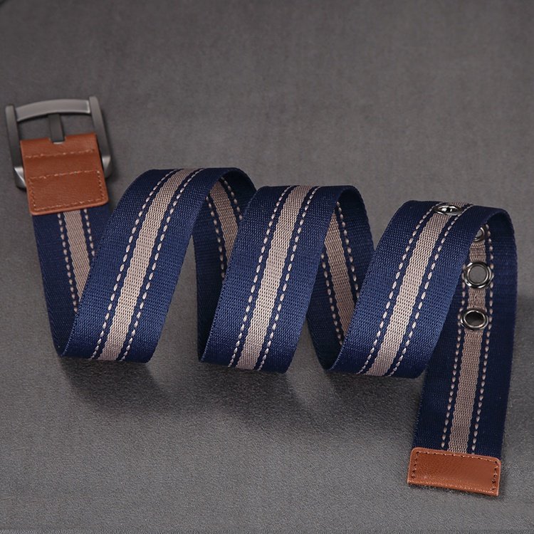 Ribbon PU Fashion Alloy Buckle Cowboy Belt Canvas Elastic Stretch Stylish Belt For Men