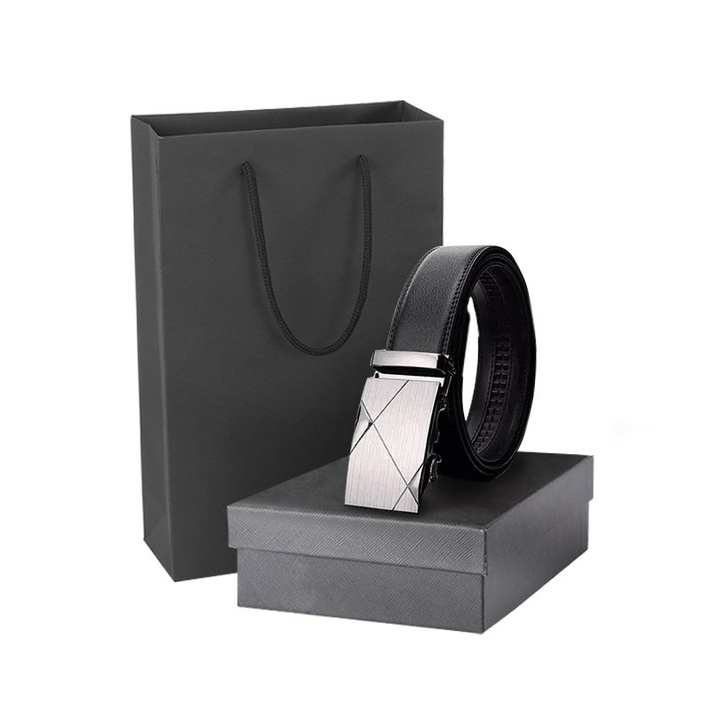 Customized Belt Metal Automatic buckle Black Belt Leather Gift Genuine Cowhide Leather Belt For Men