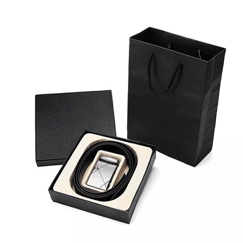Customized Belt Metal Automatic buckle Black Belt Leather Gift Genuine Cowhide Leather Belt For Men