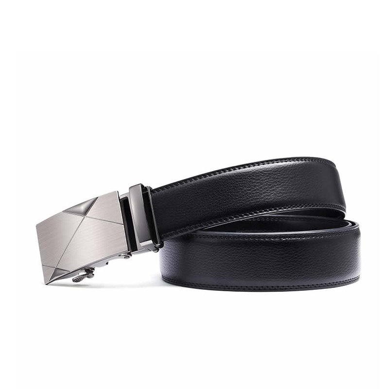 Customized Belt Metal Automatic buckle Black Belt Leather Gift Genuine Cowhide Leather Belt For Men