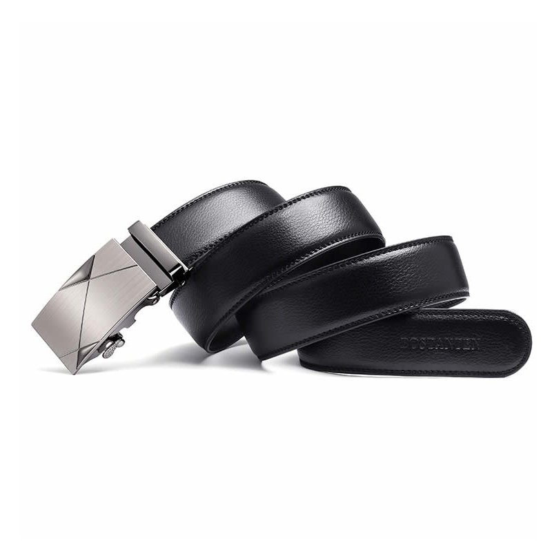 Customized Belt Metal Automatic buckle Black Belt Leather Gift Genuine Cowhide Leather Belt For Men