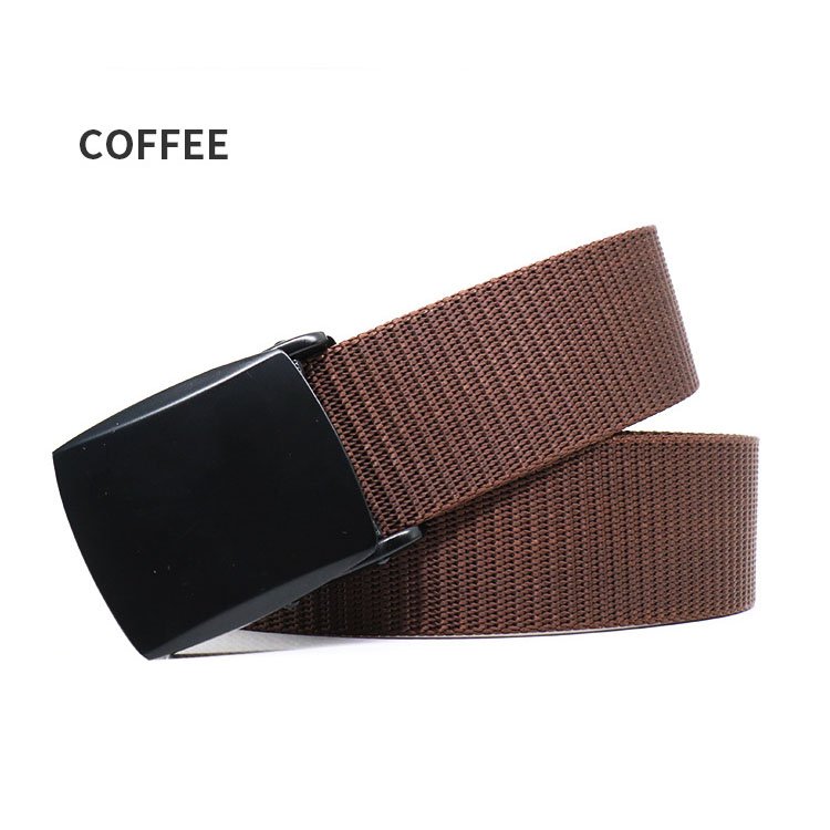 New Custom Logo Competitive Price Adjustable Nylon Belt Nylon Canvas Belt Coffee Color Tactical Belt