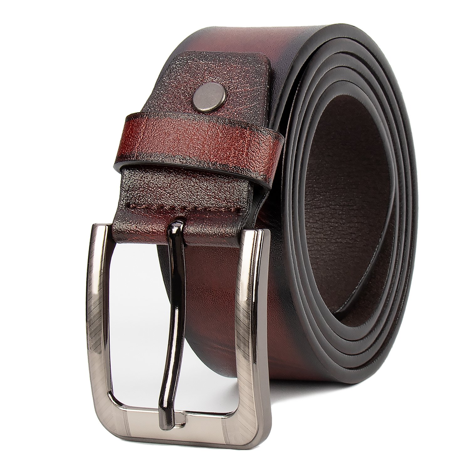 Antique genuine leather PU men's belt pin buckle jeans belt customized pattern belt factory leather men