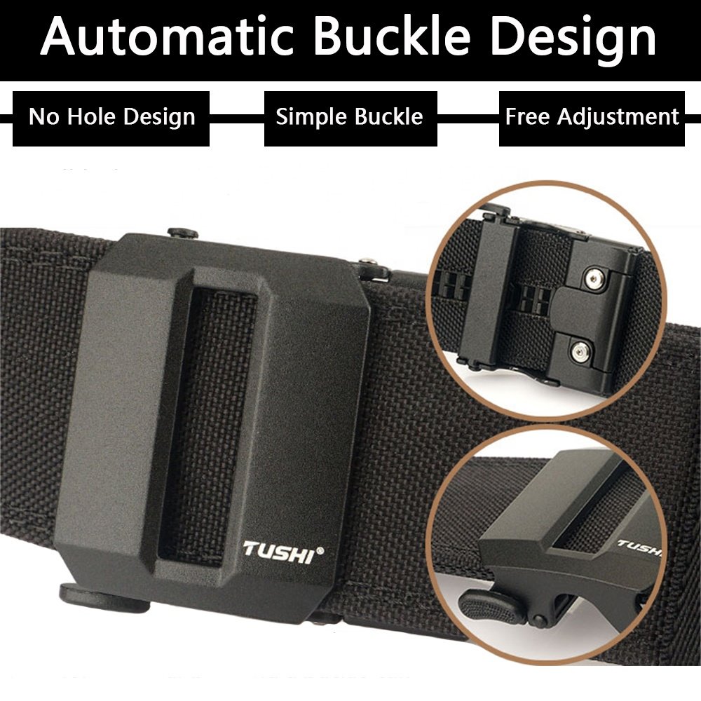 TUSHI 1000D Nylon Waist metal automatic Buckle Adjustable Fabric Tactical Belt Training Waist Nylon Fabric Ratchet Belts Factory