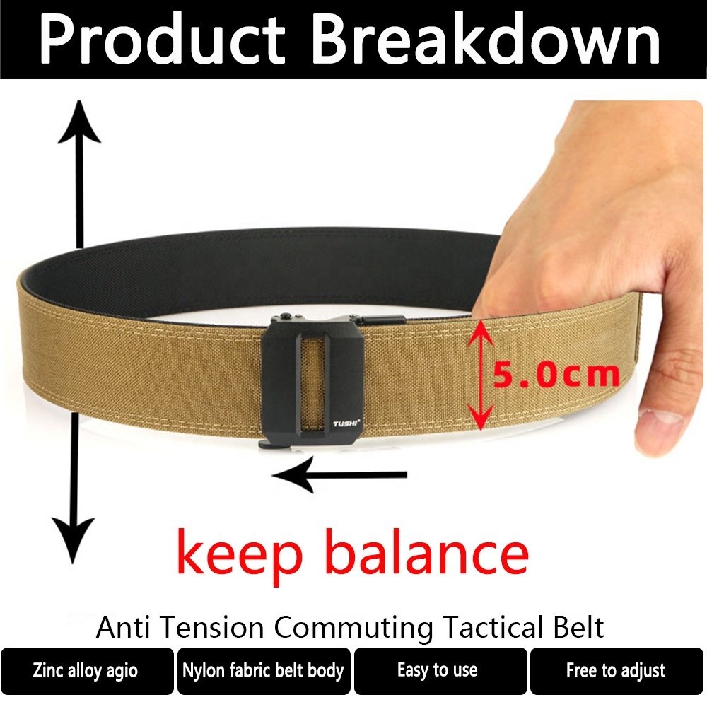 TUSHI 1000D Nylon Waist metal automatic Buckle Adjustable Fabric Tactical Belt Training Waist Nylon Fabric Ratchet Belts Factory