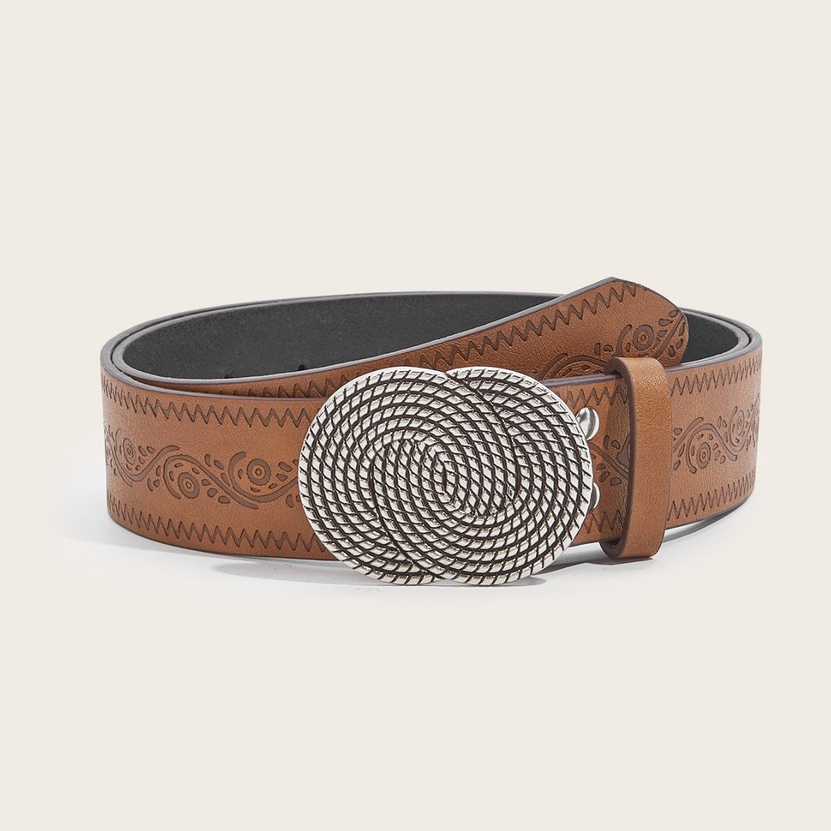 Western Punk Belt Wholesale Custom Vintage Alloy Buckle Handcrafted Floral Embossed Pu Leather Women Belt