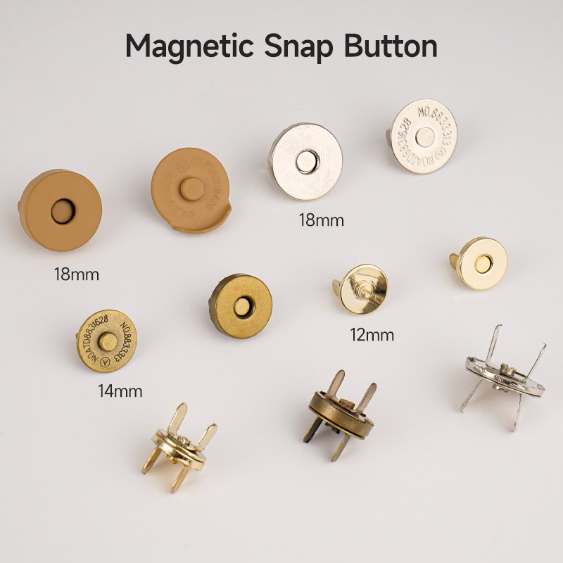 Handbag Hardware 18mm Metal Magnetic Buckle Magnets Button Snap Strong Half Moon Rivet Magnet Snaps Magnet Button for Bag