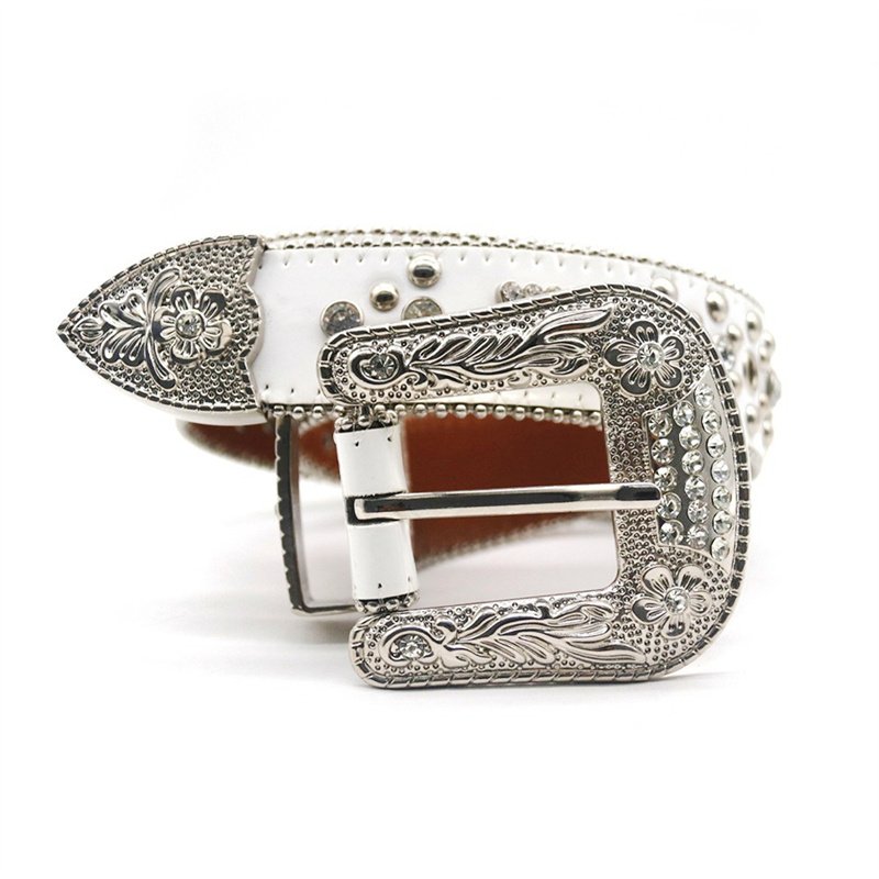 Western Cowboy Bling Bling Rhinestones Belt Studded Belt Three Removable Buckle for Men