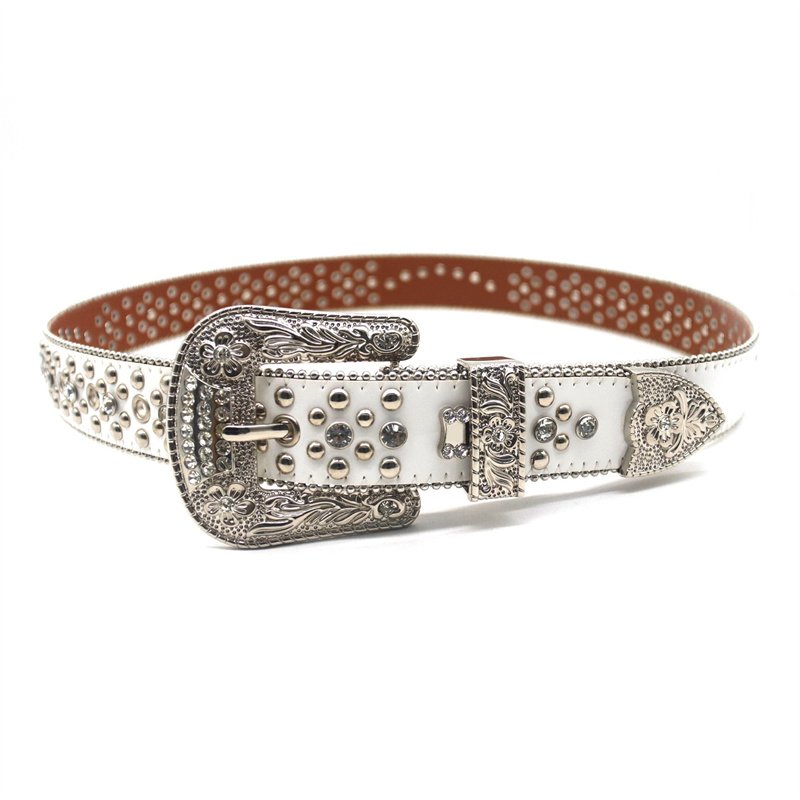 Western Cowboy Bling Bling Rhinestones Belt Studded Belt Three Removable Buckle for Men