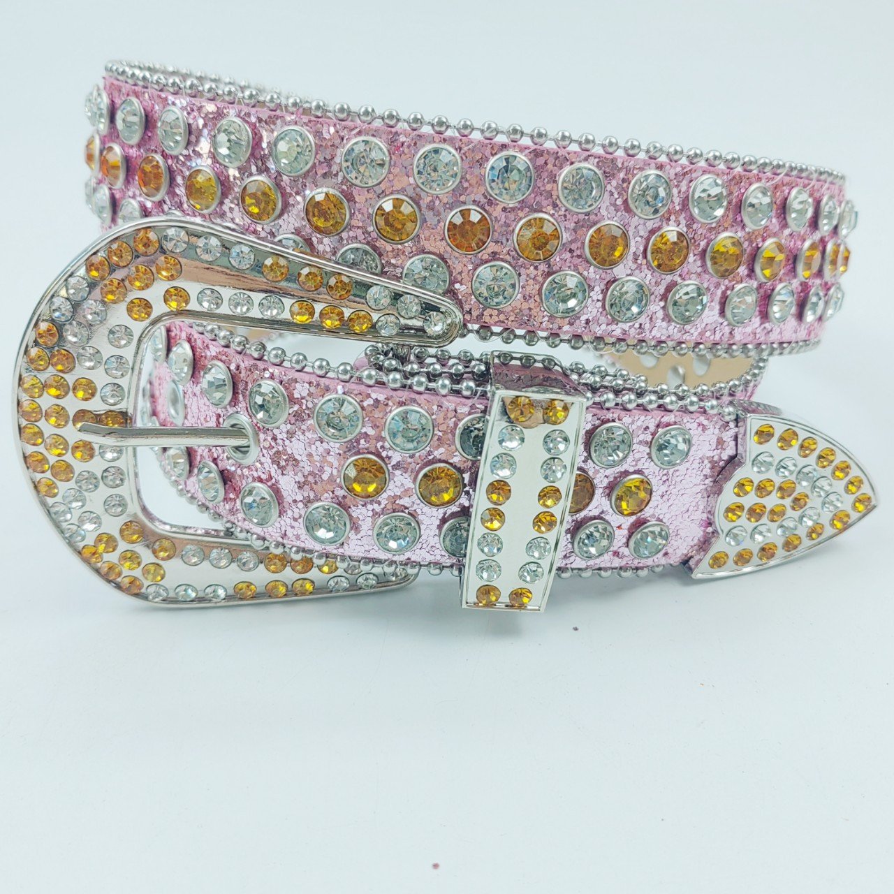 Fashion Cowboy Western Rhinestones Belt Removable Buckle Bling Bling Crystal Studded Glitter PU Leather Red Rhinestones Belt