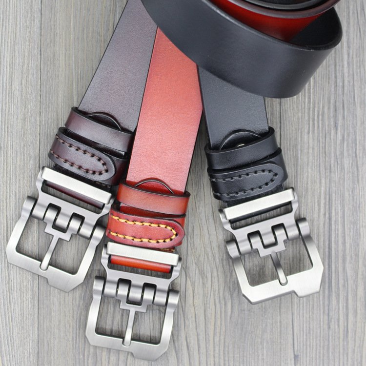 Best Selling Retro Men's Genuine Leather Belt Top Layer Pin Buckle Jeans Belt Direct Factory Outlet for Wholesale