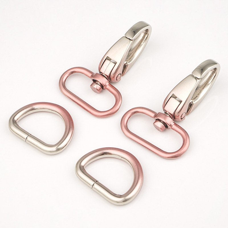 Handbag Hardware Bags 3/4" Zinc Alloy Snap Hook Pink Silver Gradient Swivel Spring Hook 20mm Metal Ring D Buckle for Bags Strap