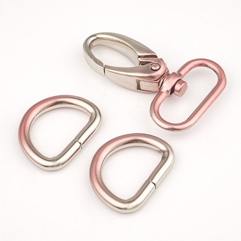 Handbag Hardware Bags 3/4" Zinc Alloy Snap Hook Pink Silver Gradient Swivel Spring Hook 20mm Metal Ring D Buckle for Bags Strap
