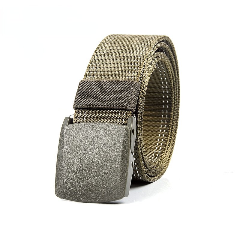 Wholesale quick-drying smooth buckle men's imitation nylon thickened security tactical casual breathable cheap canvas belt