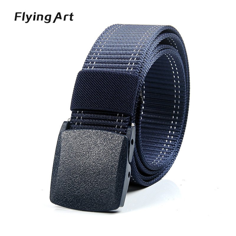 Wholesale quick-drying smooth buckle men's imitation nylon thickened security tactical casual breathable cheap canvas belt