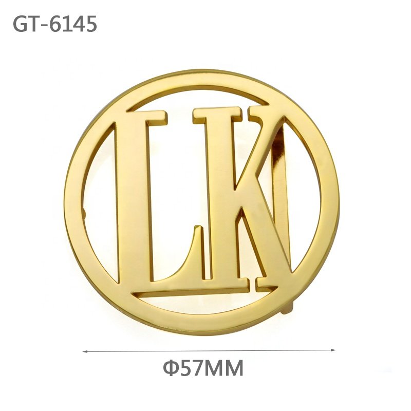 High quality Zinc alloy gold custom hollow out logo metal buckle for woman belts
