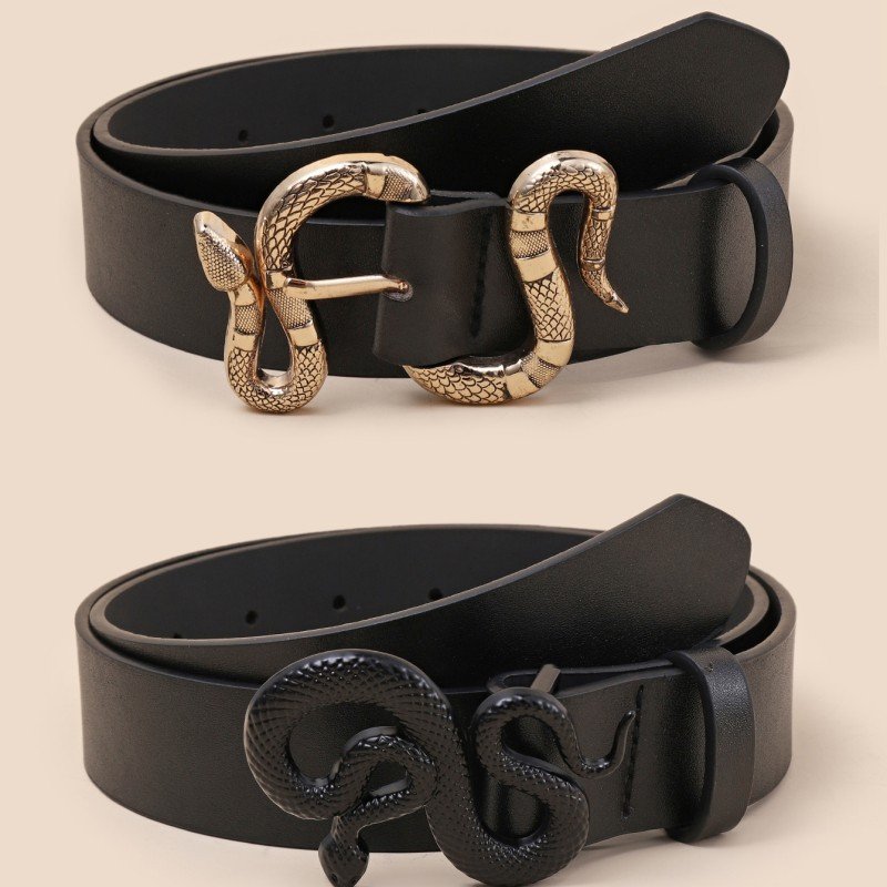 Wholesale hot fashion retro snake buckle pu all simple designer belt women