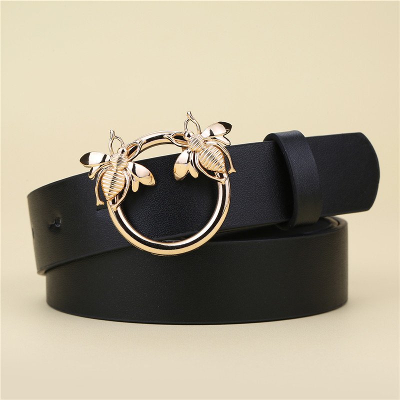 Fashion 100cm Vintage Classic Bee Buckle Belt PU Leather Adjustable Waist Belt For Dresses Pants Women Designer Leather Belts