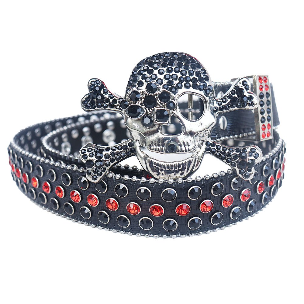 New Western Skull Cowboy Bling BB PU Leather Custom Belts Silver Alloy Buckle Wide For Adults and Girls