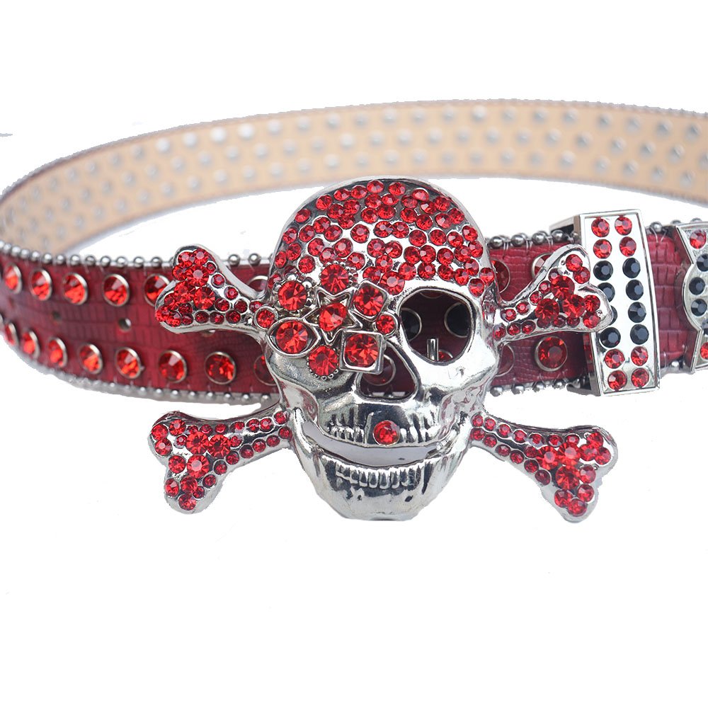 New Western Skull Cowboy Bling BB PU Leather Custom Belts Silver Alloy Buckle Wide For Adults and Girls