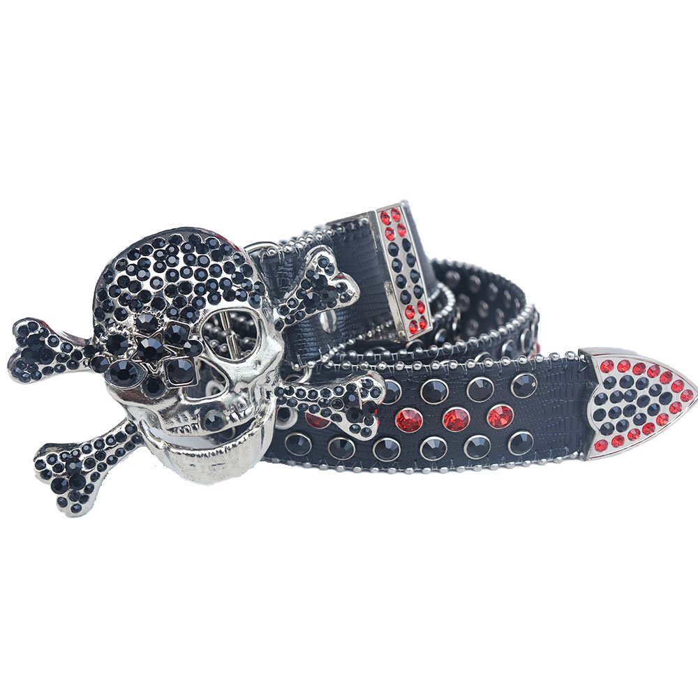 New Western Skull Cowboy Bling BB PU Leather Custom Belts Silver Alloy Buckle Wide For Adults and Girls
