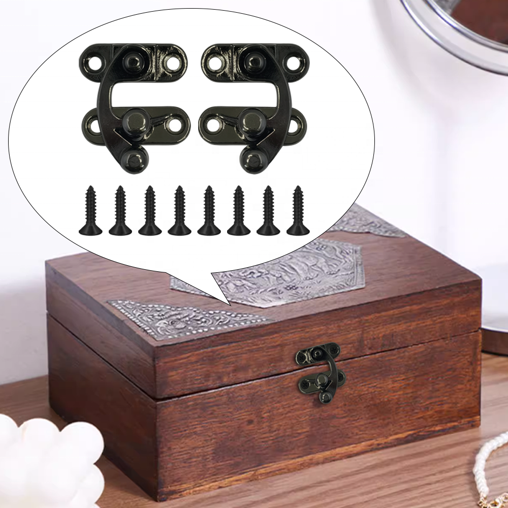 Antique wooden box furniture hook lock Decorative horn latch hook buckle