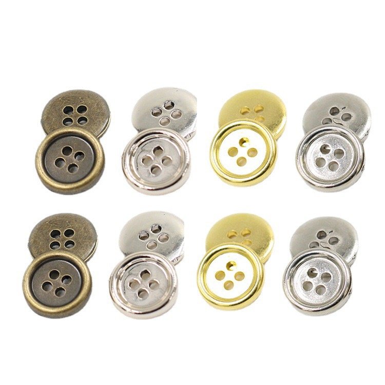 Yong Ji 10mm Spot gold four hole fine edge button plated round plastic buckle for shirt tooling children's wear resin button