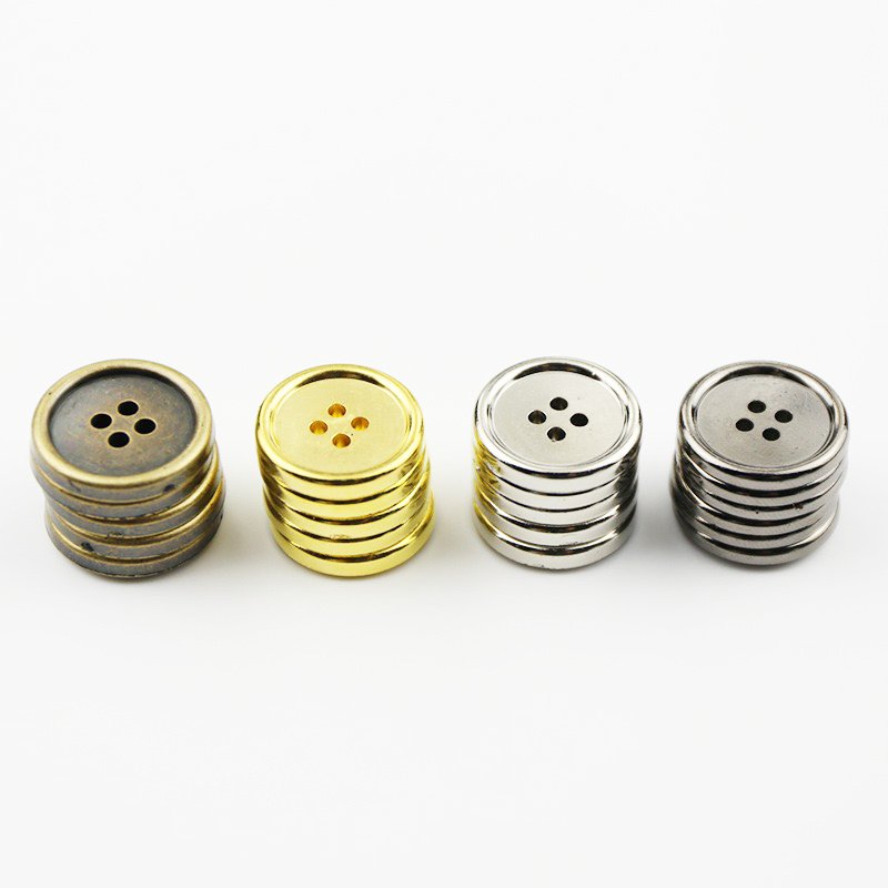 Yong Ji 10mm Spot gold four hole fine edge button plated round plastic buckle for shirt tooling children's wear resin button