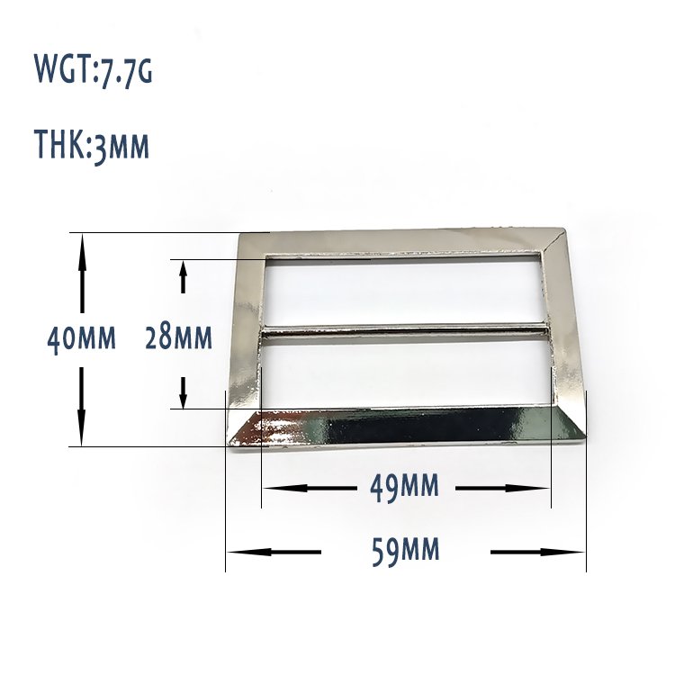 Wholesale Low Price Vintage Luxury Silver Square Belt Buckles Adjustable Handbag Straps Middle Horizontal Bar Metal Slide Buckle
