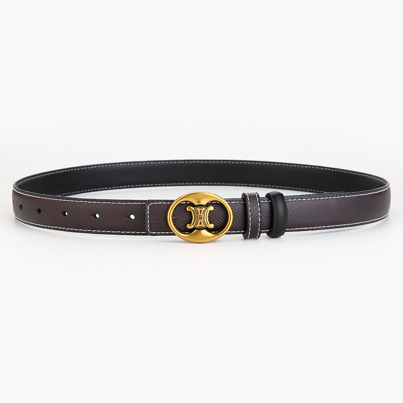 Wanshui Women's vintage brand designer belt letter buckle pu leather thin belt pin buckle versatile casual ladies belt