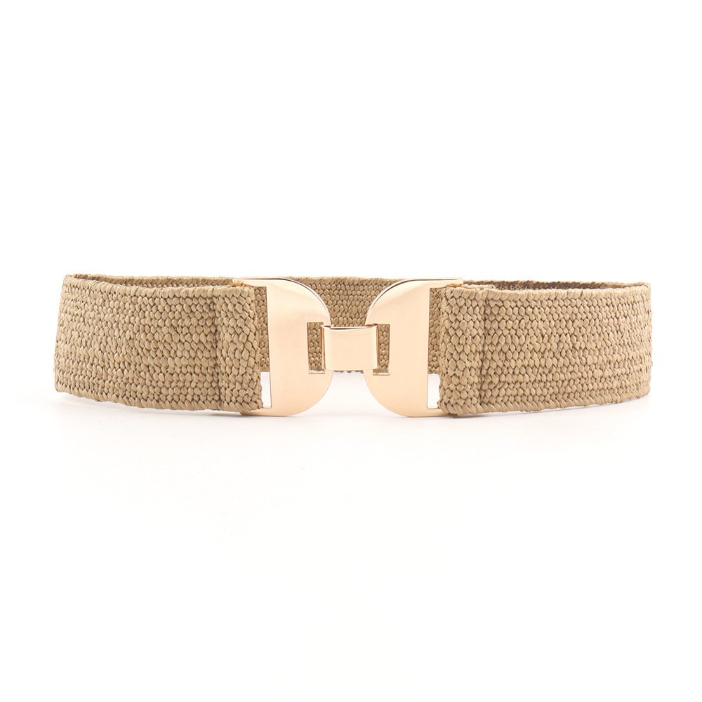 pp grass elastic braid elastic belt personality smooth geometric buckle 100 matching ornaments elastic belt for women waist