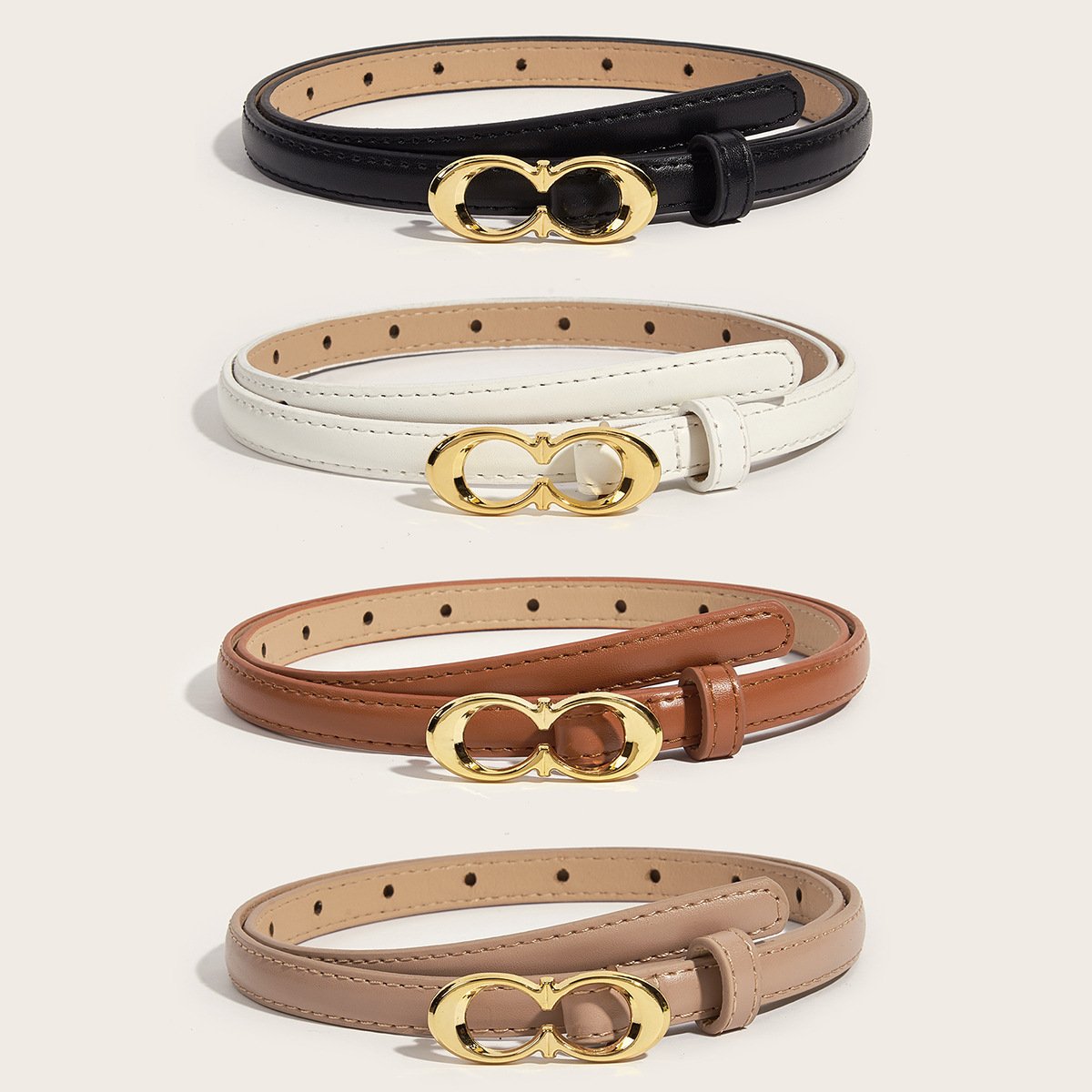 RW Wholesale High Quality Fashion Designer Pin Buckle Thin PU Leather Belts Classic Skinny Jeans Waist Belts for Women
