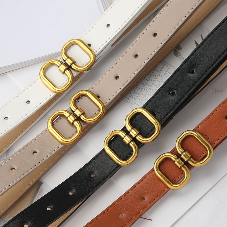 RW Wholesale High Quality Fashion Designer Pin Buckle Thin PU Leather Belts Classic Skinny Jeans Waist Belts for Women