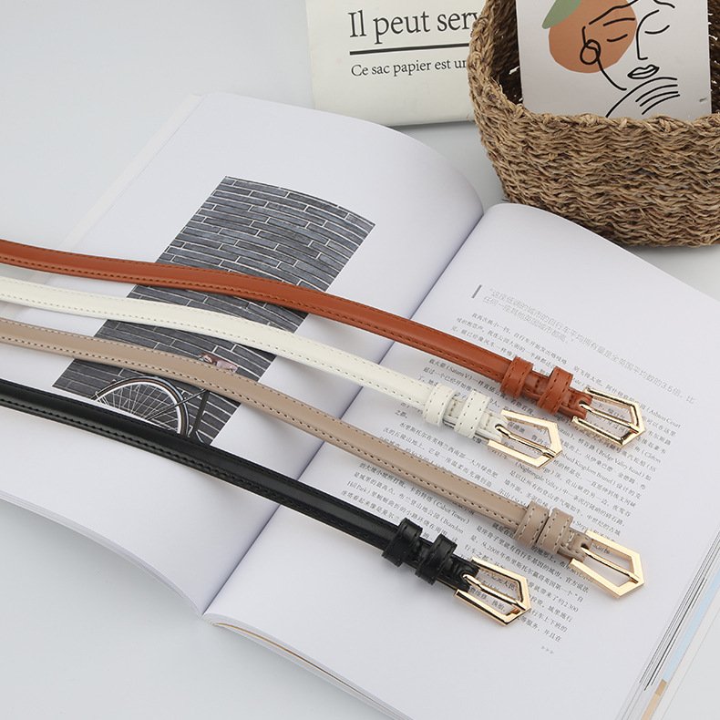 RW Wholesale High Quality Fashion Designer Pin Buckle Thin PU Leather Belts Classic Skinny Jeans Waist Belts for Women